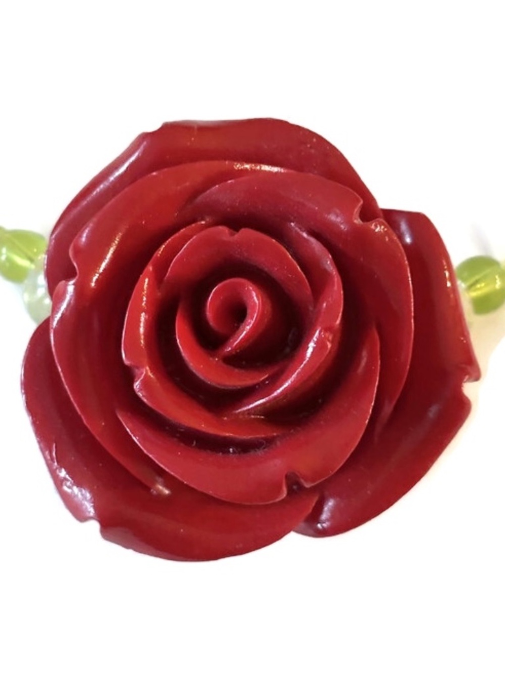 As Low As $2 Medium Red Coraline Resin Grandiflora Rose Bead 45mm x 25mm (1)